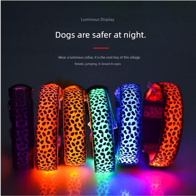 Pet Collar Charging Luminous Walking Dog Night LED Flash Dog Traction Rope Luminous Warning Anti-Lost Dog Cat Using