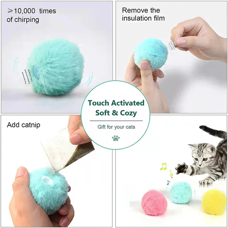 Interactive Catnip Sound Ball – Plush Touch-Activated Toy