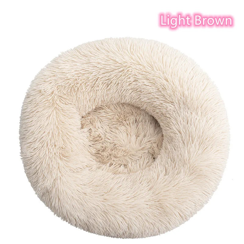 Super Soft Donut Cat & Dog Bed – Plush, Washable, Anti-Slip Pet Nest for Deep Sleep (Multiple Sizes & Colors)