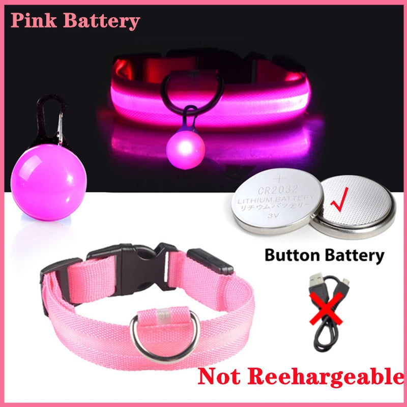 LED Rechargeable Glow Collar with Pendant – Night Safety for Small Dogs & Cats (All Sizes)