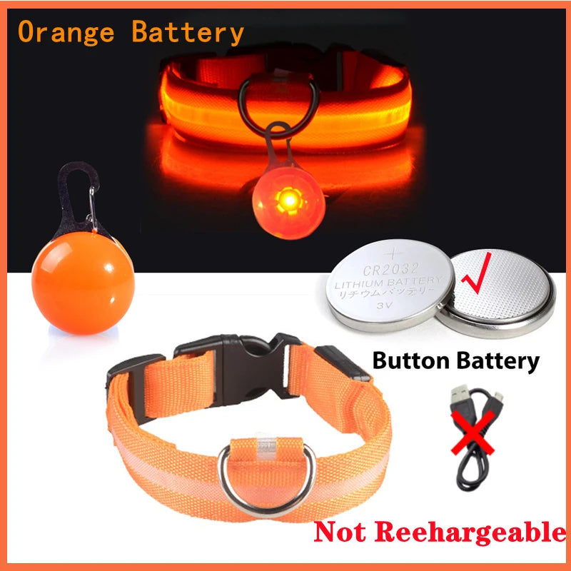 LED Rechargeable Glow Collar with Pendant – Night Safety for Small Dogs & Cats (All Sizes)