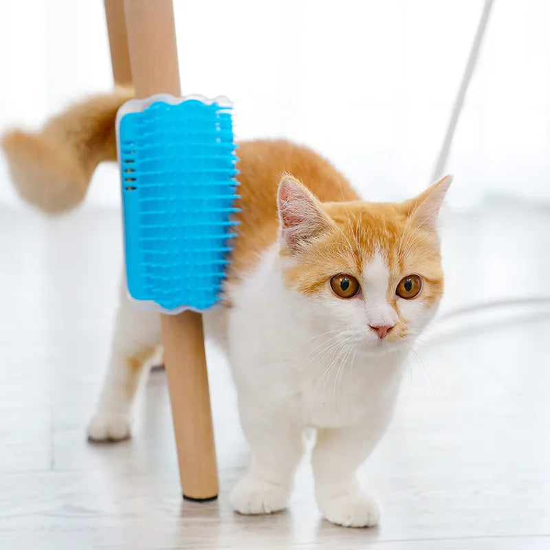 Cat Wall Corner Self-Grooming Brush – Corner Scratcher & Massager with Bristles
