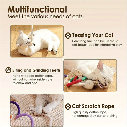 Catnip Rope Chew Toy for Cats – Cotton Teething Toy for Indoor Play & Teeth Cleaning