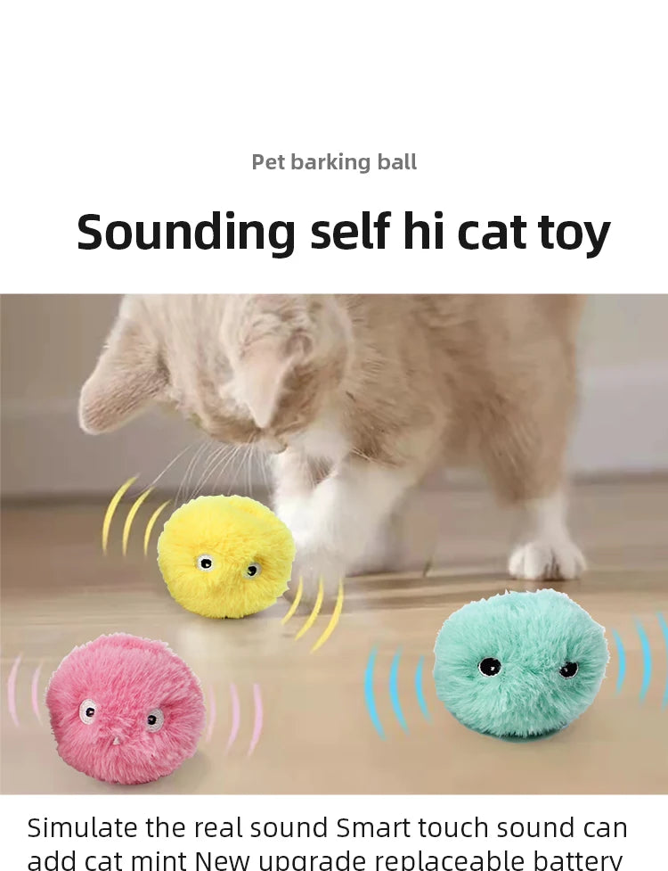Interactive Catnip Sound Ball – Plush Touch-Activated Toy