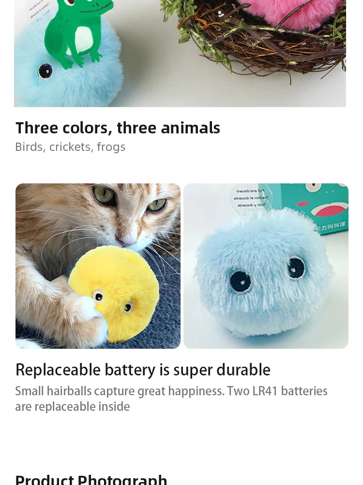 Interactive Catnip Sound Ball – Plush Touch-Activated Toy