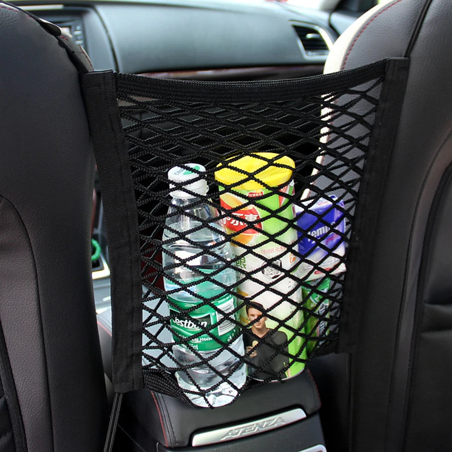 Pet Car Barrier with Safety Mesh Net & Storage Pocket – Back Seat Dog Guard for Cars