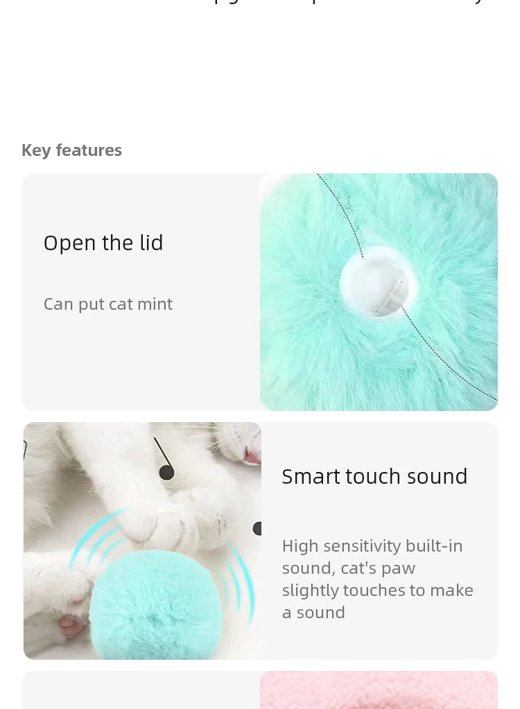 Interactive Catnip Sound Ball – Plush Touch-Activated Toy