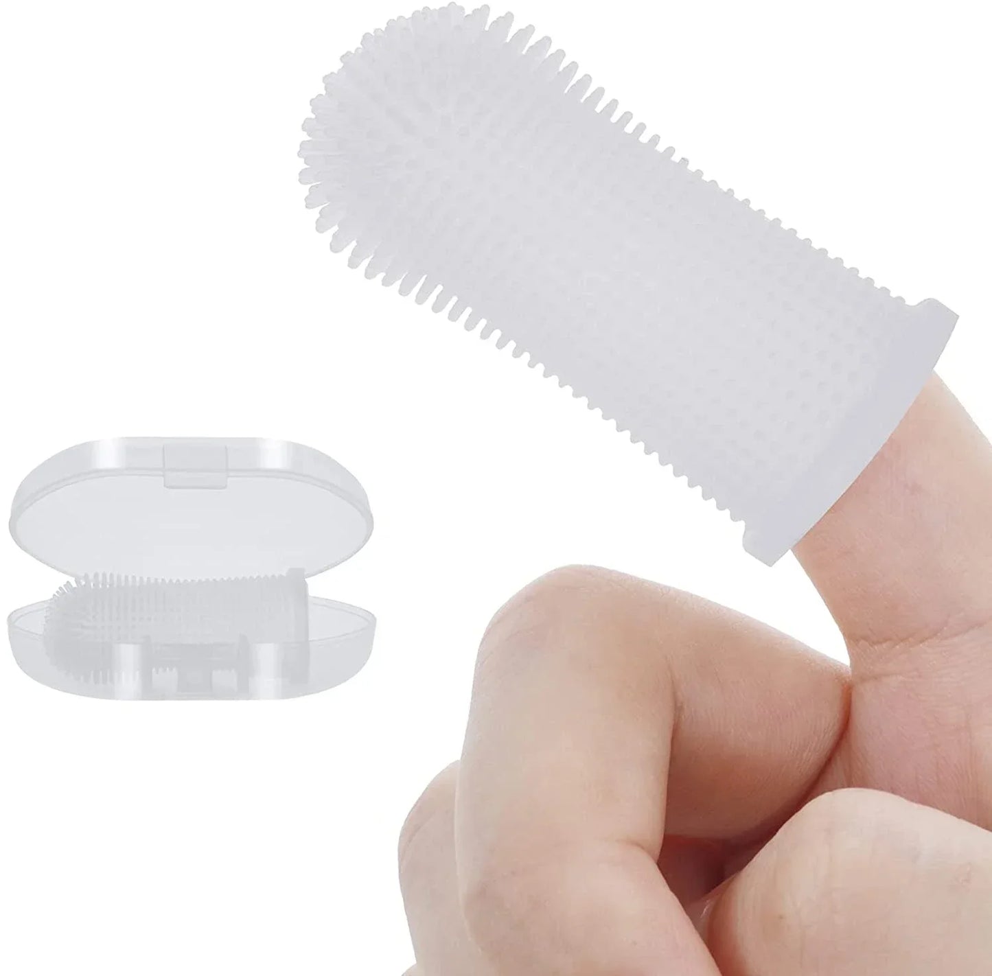 Silicone Pet Finger Toothbrush – 360° Teeth Cleaner for Dogs & Cats with Storage Cas