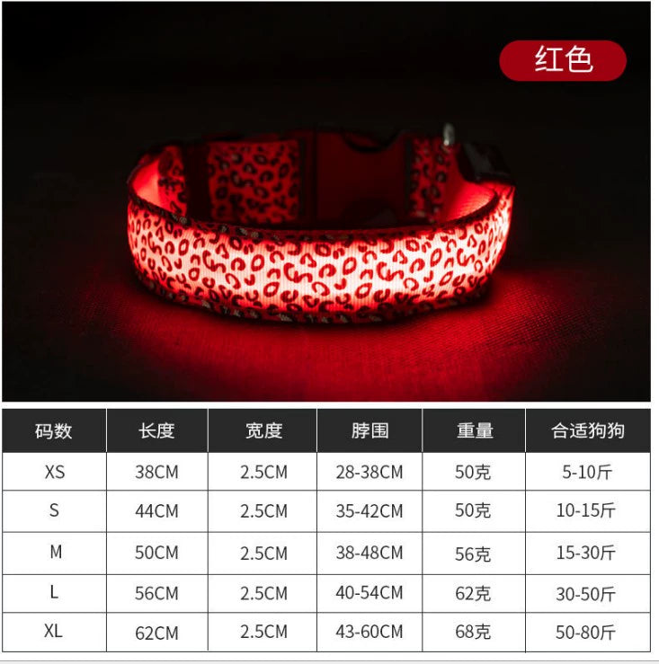 Pet Collar Charging Luminous Walking Dog Night LED Flash Dog Traction Rope Luminous Warning Anti-Lost Dog Cat Using