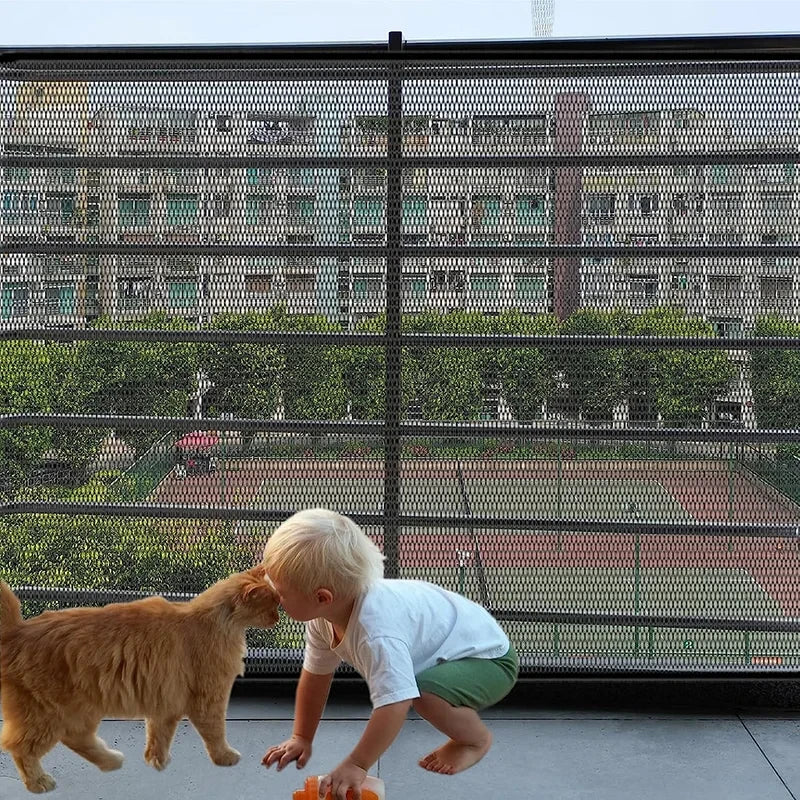 Dog Mesh Safety Gate – Foldable Pet Fence for Stairs & Hallways