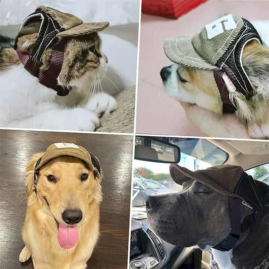 Dog Baseball Cap – Adjustable Outdoor Hat with Ear Holes for Small, Medium & Large Dogs