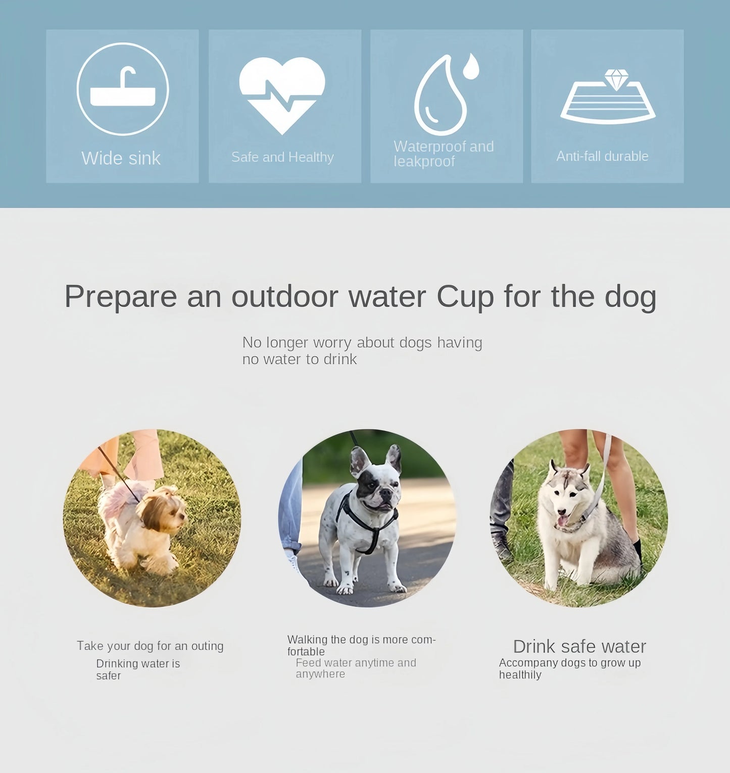 Portable Dog & Cat Water Bottle – Travel Feeder with Food Storage & Leakproof Dispenser