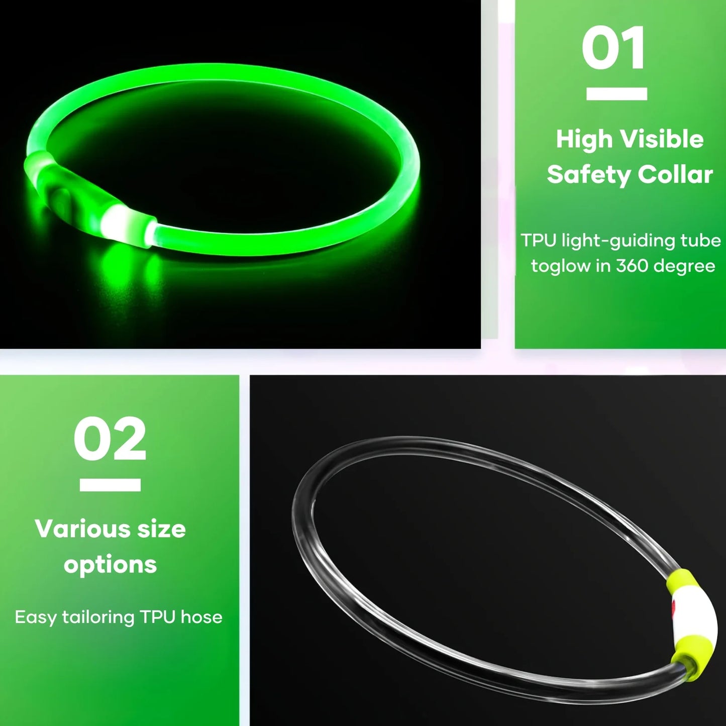Glow-in-the-Dark Dog Collar – USB Charging LED Safety Collar for Night Walks