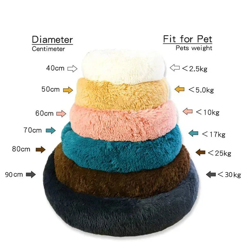 Super Soft Donut Cat & Dog Bed – Plush, Washable, Anti-Slip Pet Nest for Deep Sleep (Multiple Sizes & Colors)