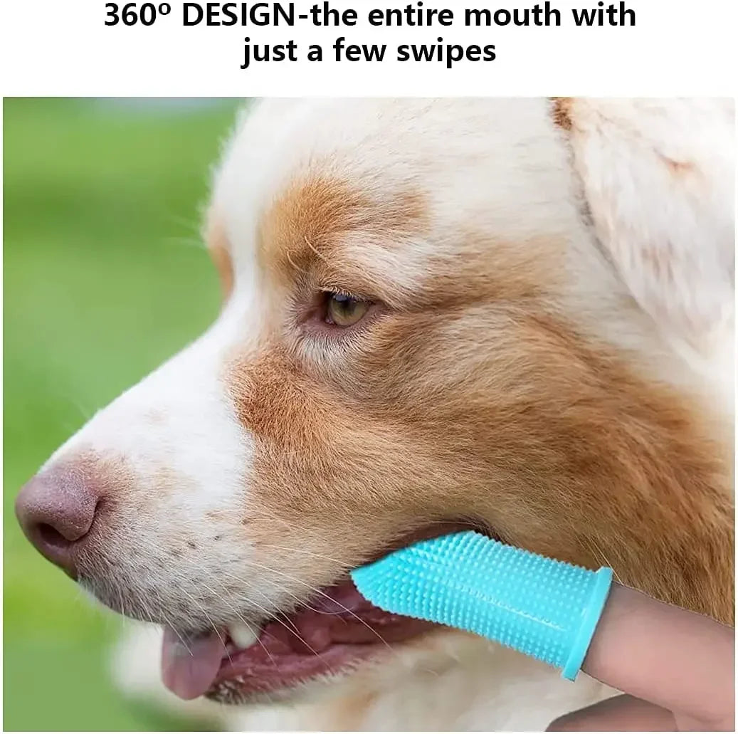 Silicone Pet Finger Toothbrush – 360° Teeth Cleaner for Dogs & Cats with Storage Cas