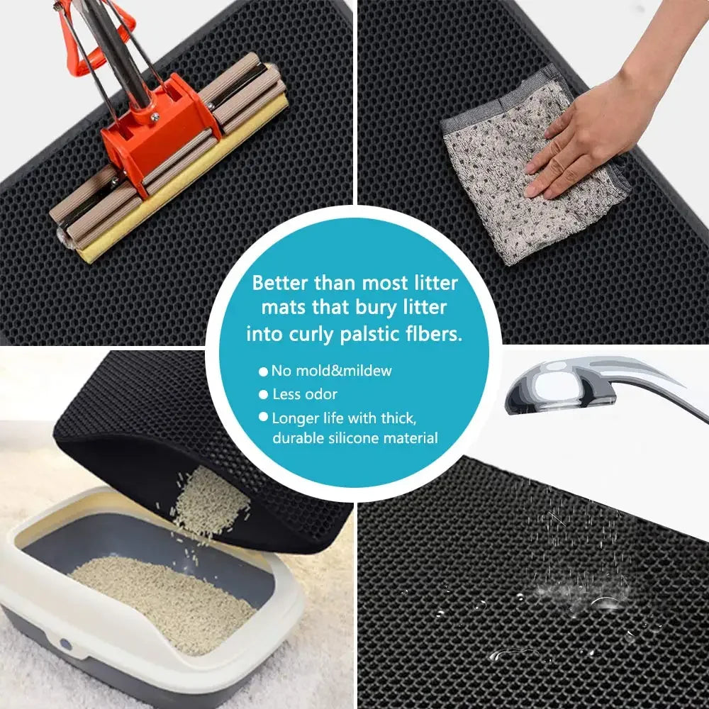 Waterproof Cat Litter Mat – Double-Layer, Non-Slip & Easy to Clean