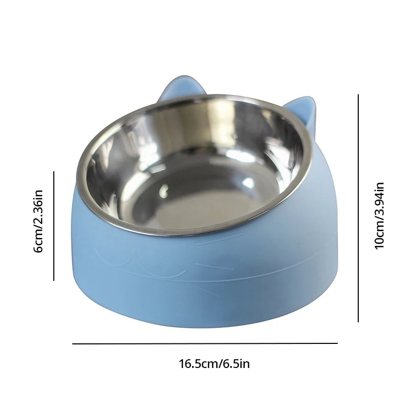 Inclined Stainless Steel Pet Bowl – Non-Slip Feeding Dish for Cats & Small Dogs