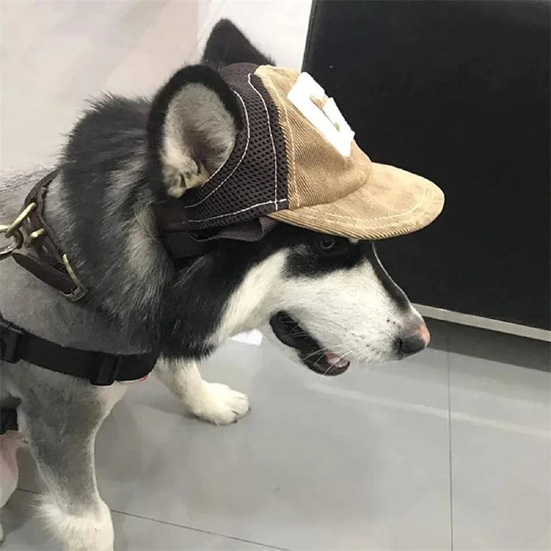 Dog Baseball Cap – Adjustable Outdoor Hat with Ear Holes for Small, Medium & Large Dogs