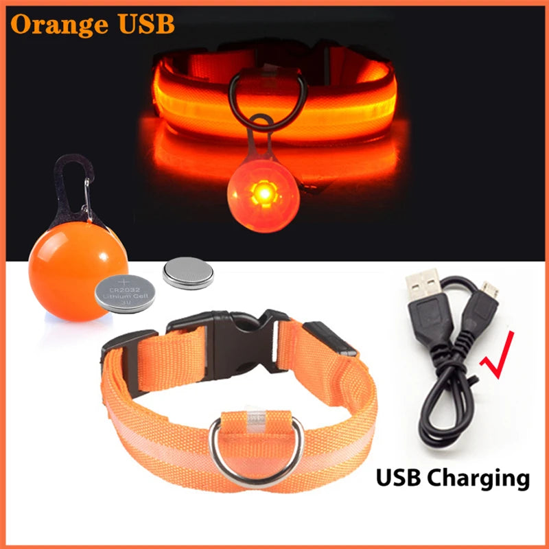 LED Rechargeable Glow Collar with Pendant – Night Safety for Small Dogs & Cats (All Sizes)