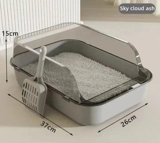 Semi-Enclosed Cat Litter Box – Splashproof Kitty Sandbox Tray for Small & Medium Cats