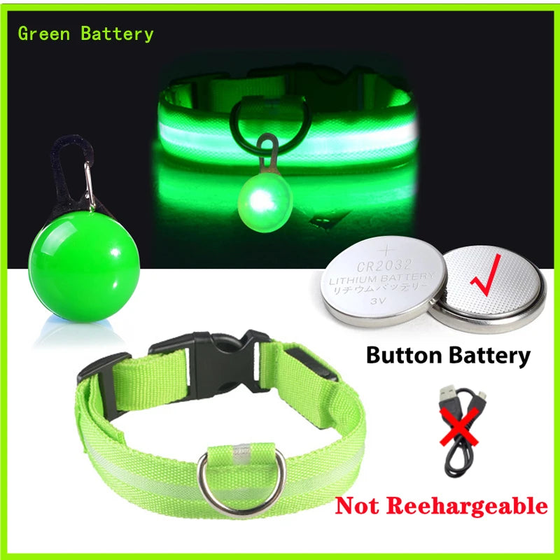 LED Rechargeable Glow Collar with Pendant – Night Safety for Small Dogs & Cats (All Sizes)
