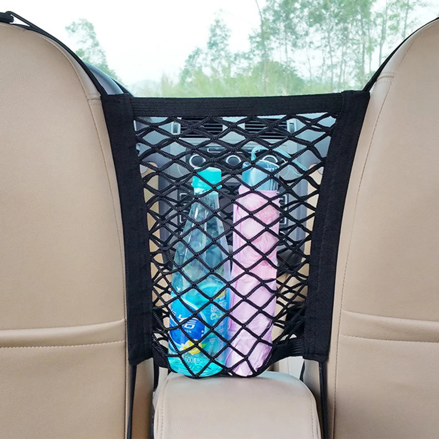 Pet Car Barrier with Safety Mesh Net & Storage Pocket – Back Seat Dog Guard for Cars