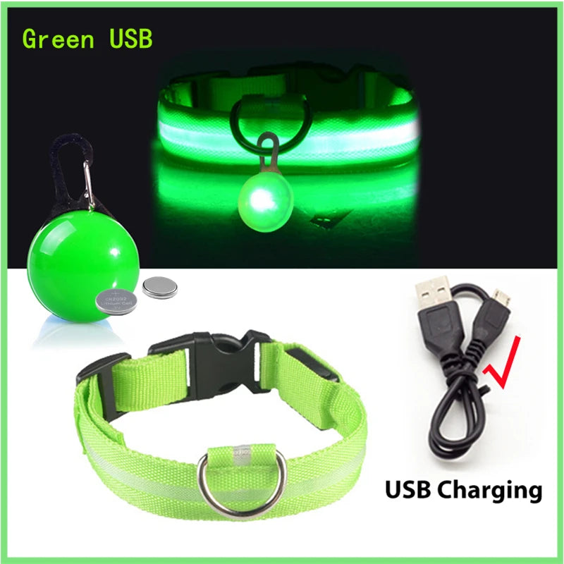 LED Rechargeable Glow Collar with Pendant – Night Safety for Small Dogs & Cats (All Sizes)