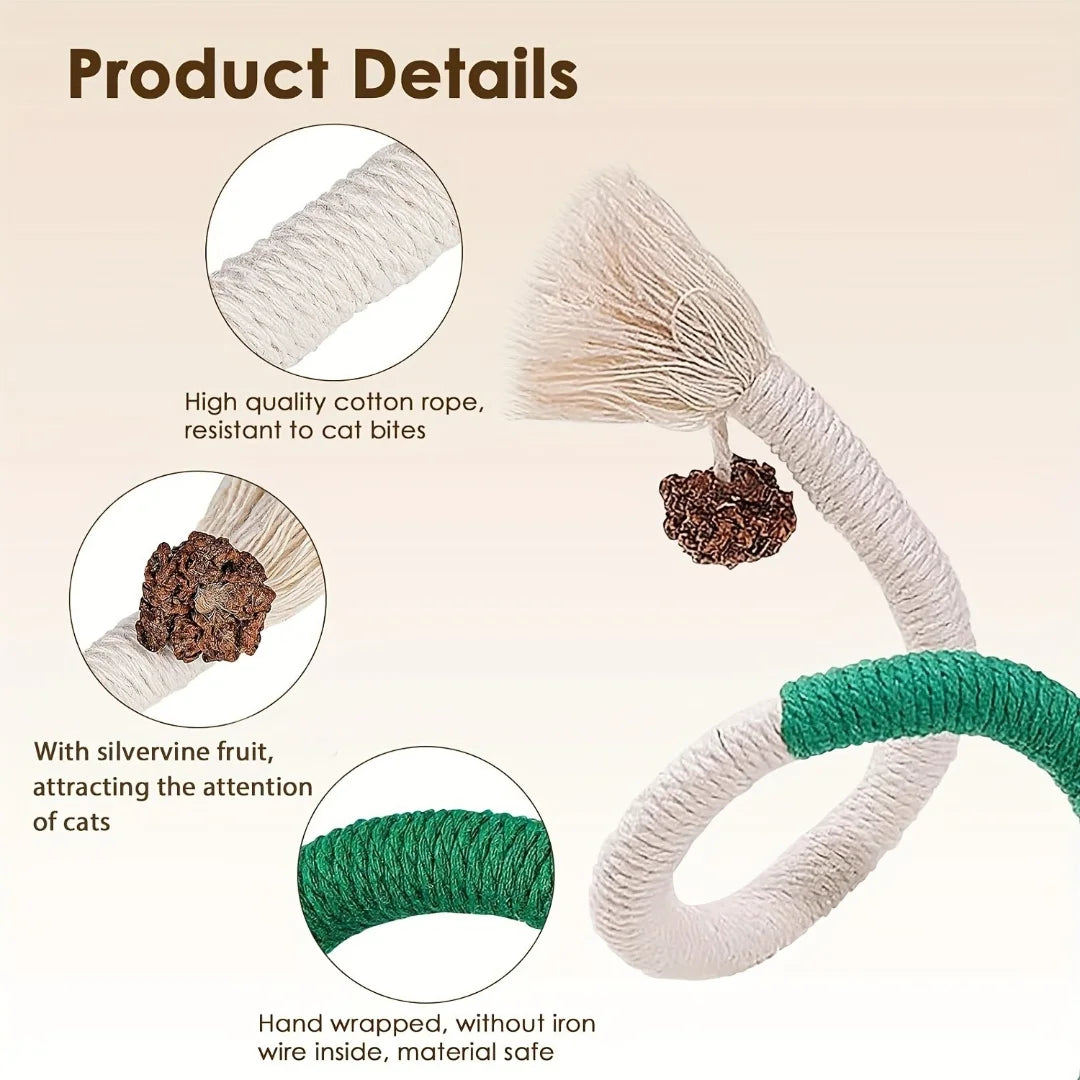 Catnip Rope Chew Toy for Cats – Cotton Teething Toy for Indoor Play & Teeth Cleaning