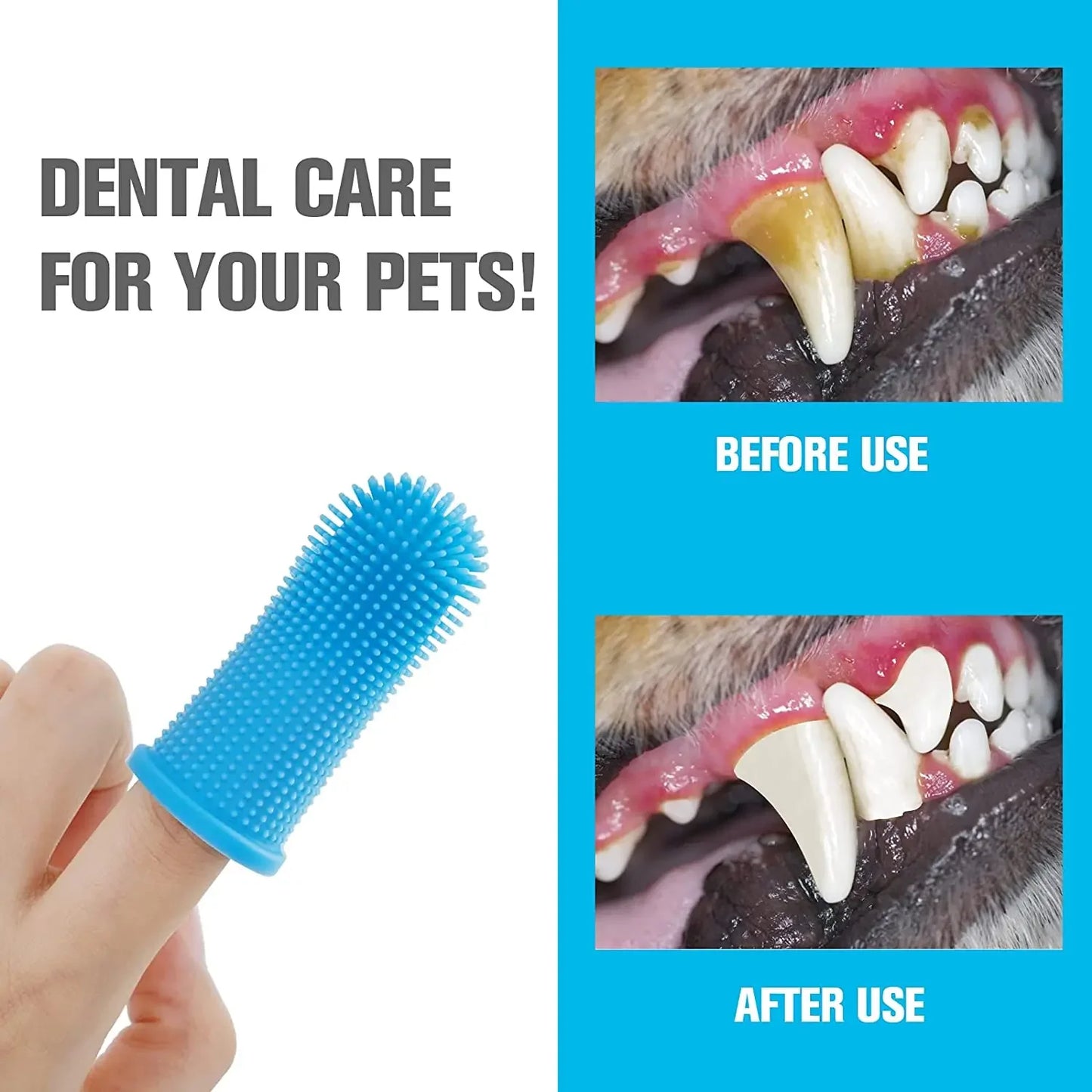 Silicone Pet Finger Toothbrush – 360° Teeth Cleaner for Dogs & Cats with Storage Cas