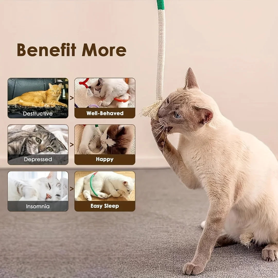Catnip Rope Chew Toy for Cats – Cotton Teething Toy for Indoor Play & Teeth Cleaning