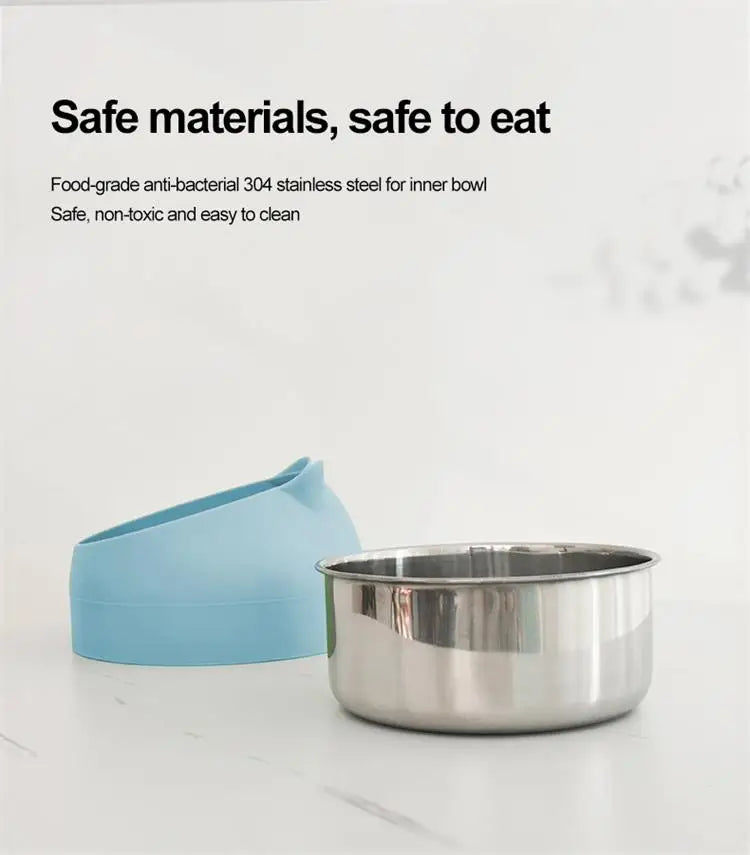 Inclined Stainless Steel Pet Bowl – Non-Slip Feeding Dish for Cats & Small Dogs