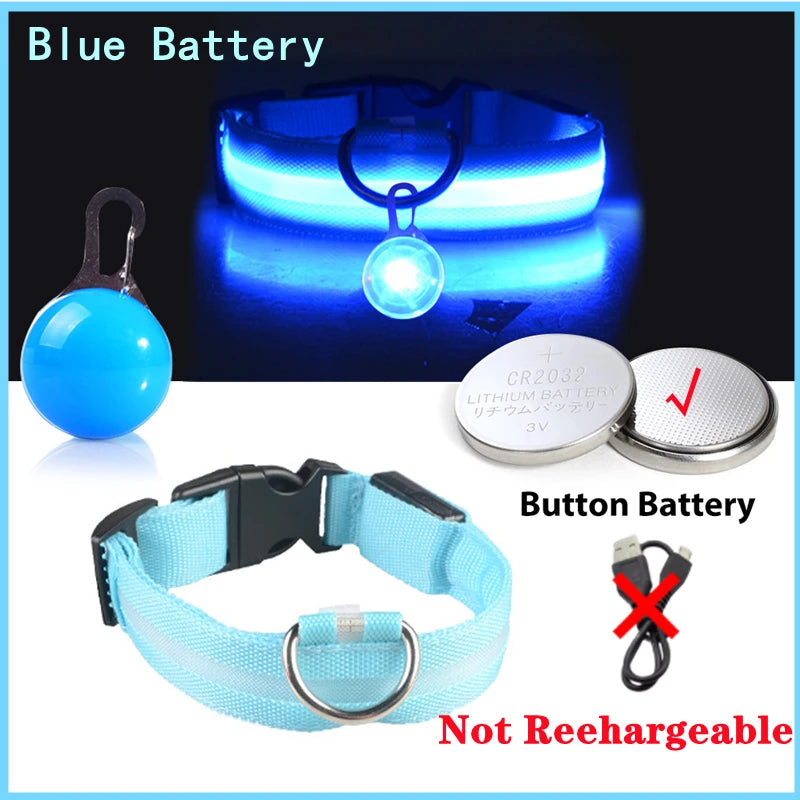 LED Rechargeable Glow Collar with Pendant – Night Safety for Small Dogs & Cats (All Sizes)