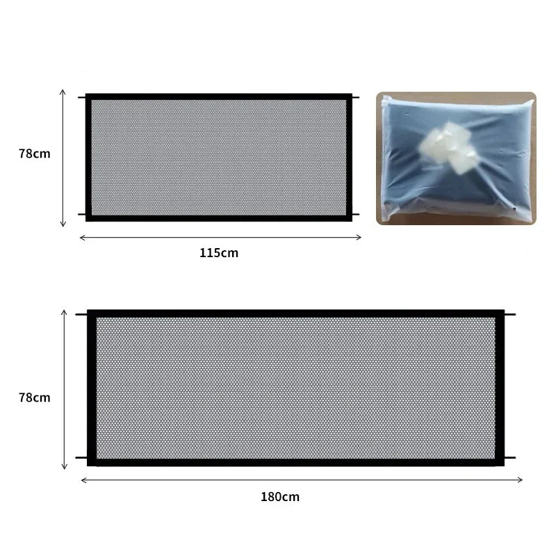 Dog Mesh Safety Gate – Foldable Pet Fence for Stairs & Hallways