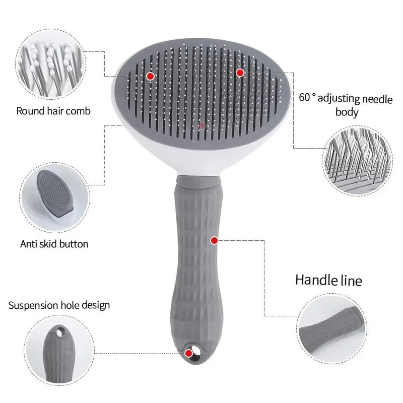 Self-Cleaning Pet Grooming Brush – Hair Remover Comb for Dogs Cats