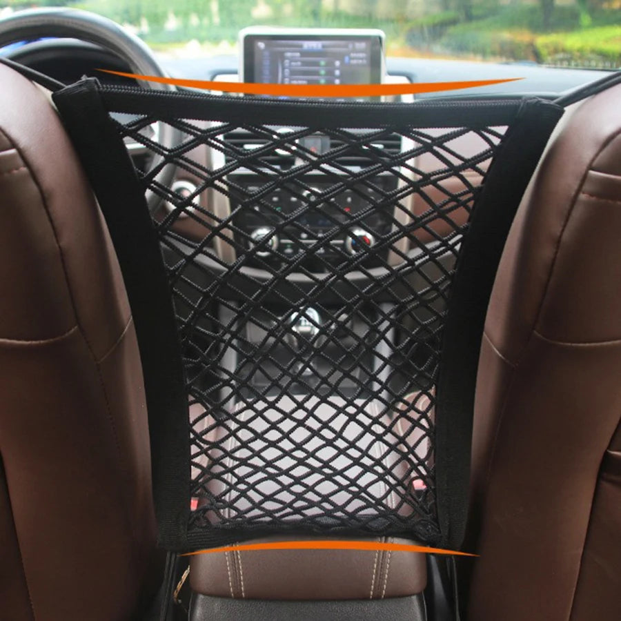 Pet Car Barrier with Safety Mesh Net & Storage Pocket – Back Seat Dog Guard for Cars