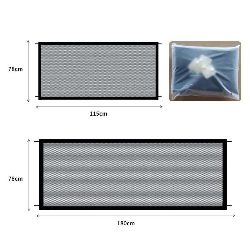 Dog Mesh Safety Gate – Foldable Pet Fence for Stairs & Hallways