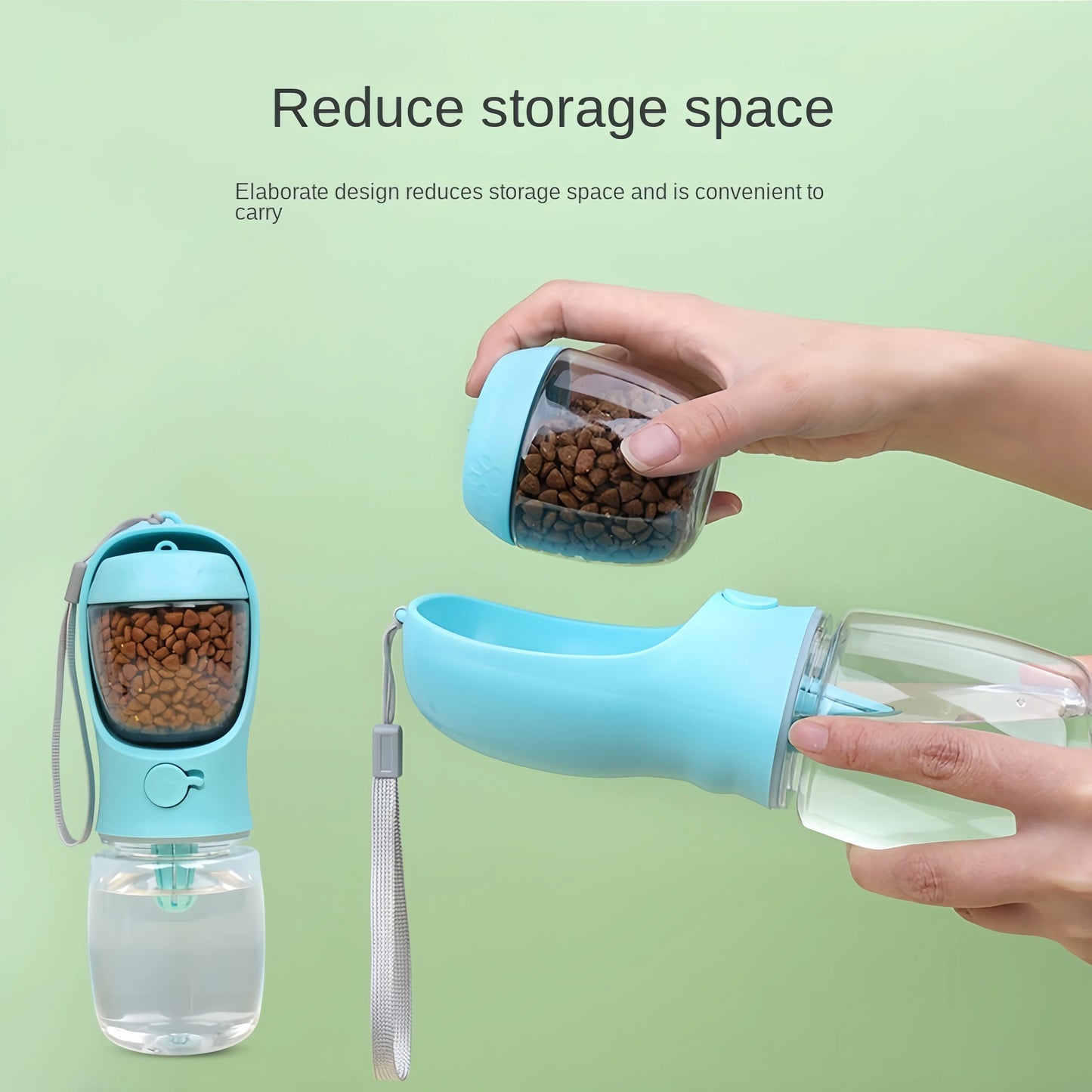 Portable Dog & Cat Water Bottle – Travel Feeder with Food Storage & Leakproof Dispenser