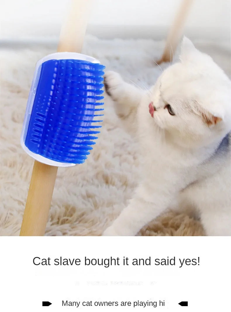 Cat Wall Corner Self-Grooming Brush – Corner Scratcher & Massager with Bristles