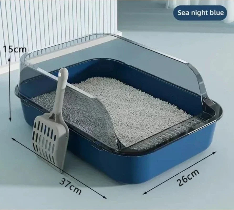 Semi-Enclosed Cat Litter Box – Splashproof Kitty Sandbox Tray for Small & Medium Cats