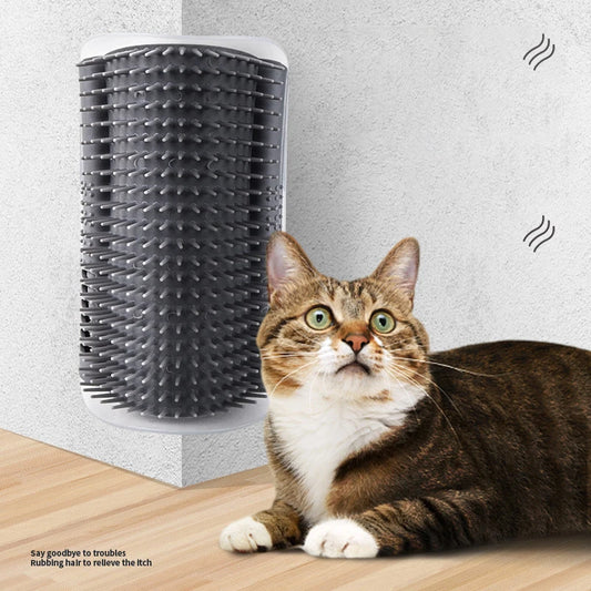 Cat Wall Corner Self-Grooming Brush – Corner Scratcher & Massager with Bristles