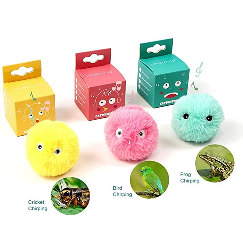 Interactive Catnip Sound Ball – Plush Touch-Activated Toy