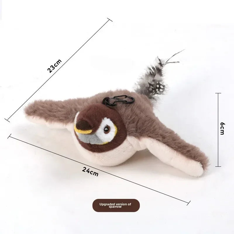 Rechargeable Chirping Bird Cat Toy – Touch-Activated Plush Catnip Toy with Flapping Wings