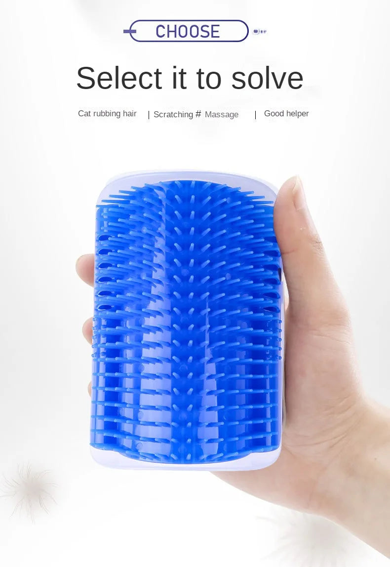 Cat Wall Corner Self-Grooming Brush – Corner Scratcher & Massager with Bristles