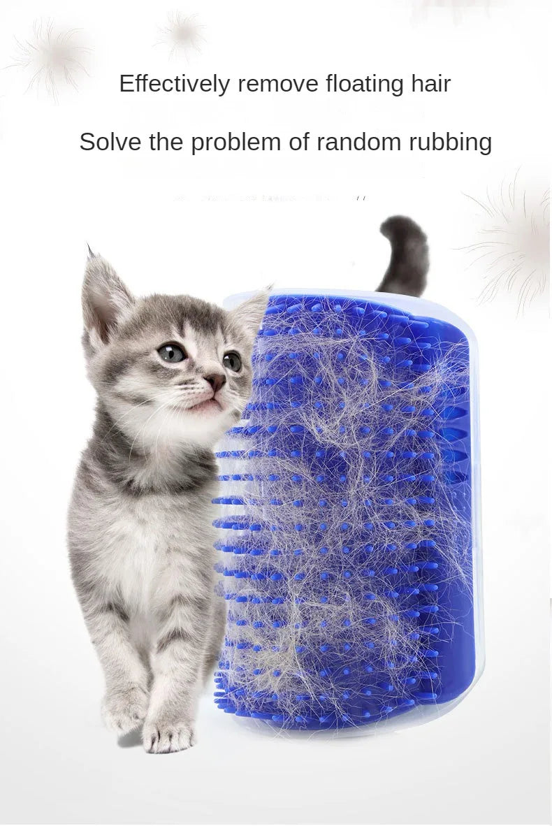Cat Wall Corner Self-Grooming Brush – Corner Scratcher & Massager with Bristles
