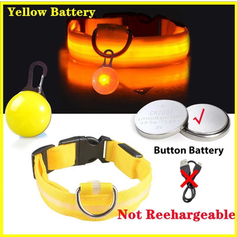 LED Rechargeable Glow Collar with Pendant – Night Safety for Small Dogs & Cats (All Sizes)