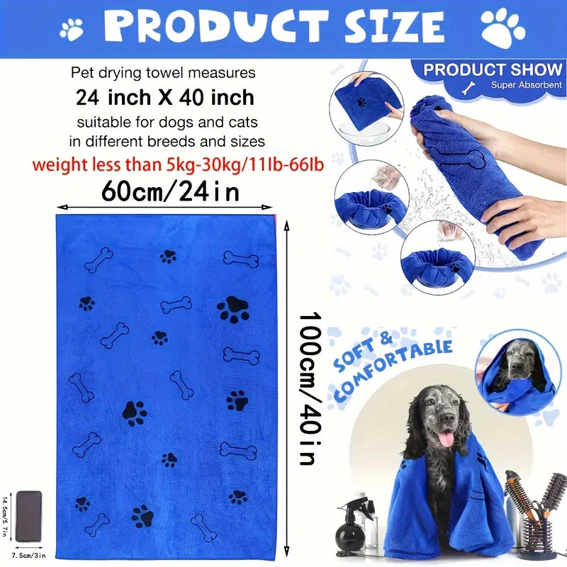 Quick-Dry Cotton Pet Towel – Soft & Absorbent Bath Towel for Dogs and Cats
