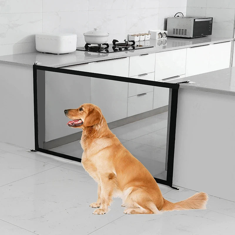 Dog Mesh Safety Gate – Foldable Pet Fence for Stairs & Hallways