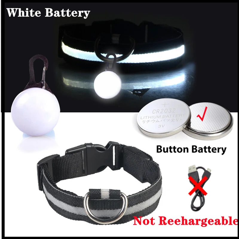 LED Rechargeable Glow Collar with Pendant – Night Safety for Small Dogs & Cats (All Sizes)
