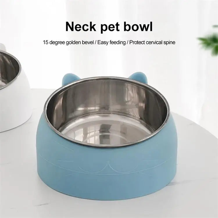 Inclined Stainless Steel Pet Bowl – Non-Slip Feeding Dish for Cats & Small Dogs