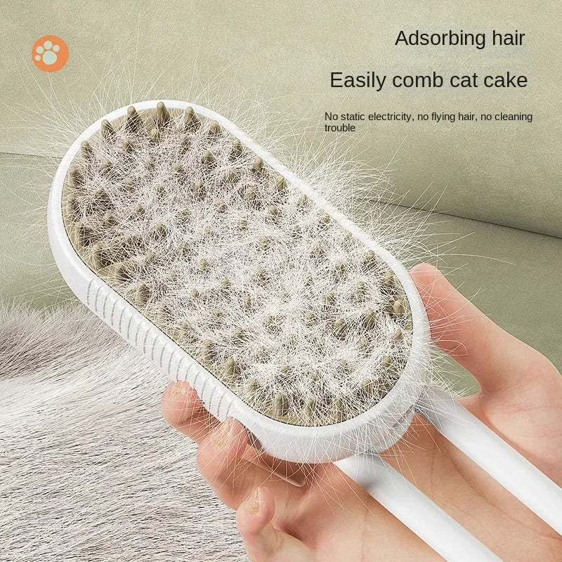 Steamy 3-in-1 Dog Grooming Brush – Electric Spray & Detangler